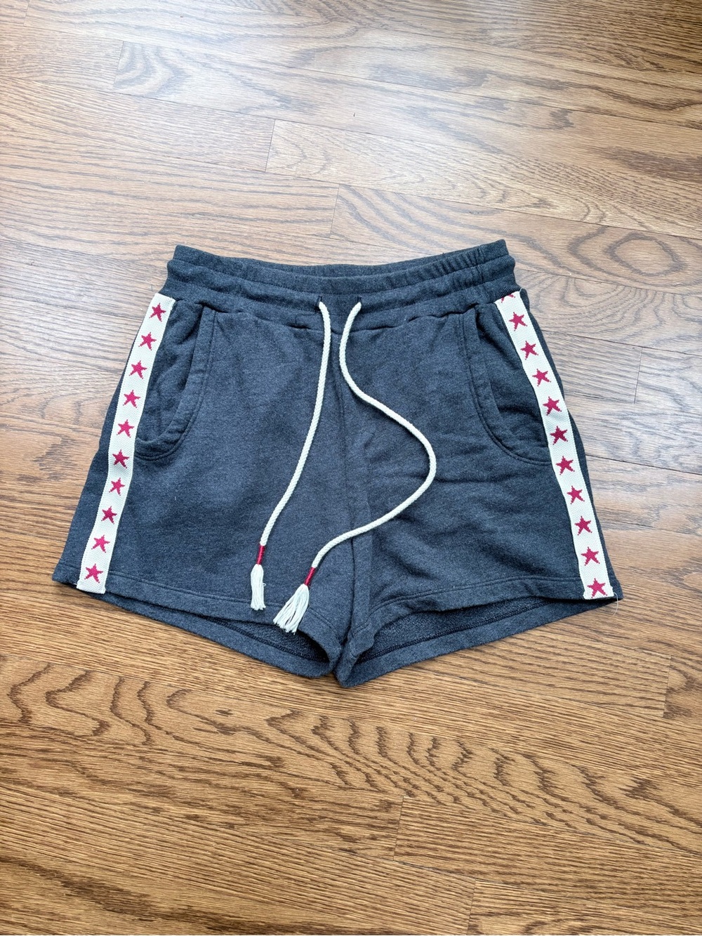 Anthropologie Charcoal Knit Shorts with Red Star Trim